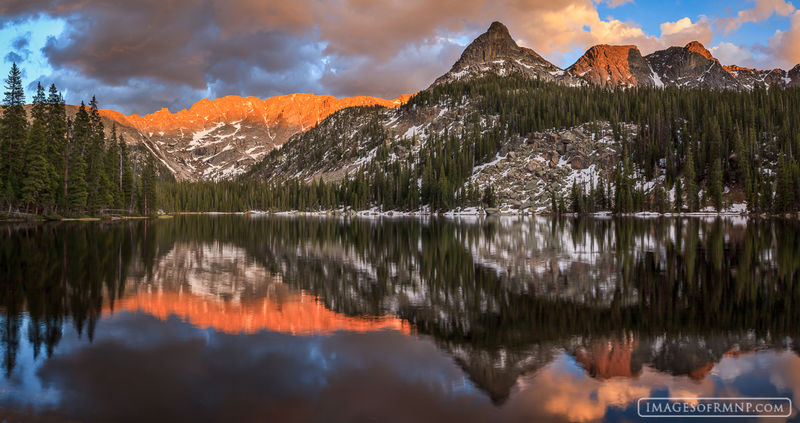 spirit lake, mountains, clouds, lake, sunset, panorama, comp